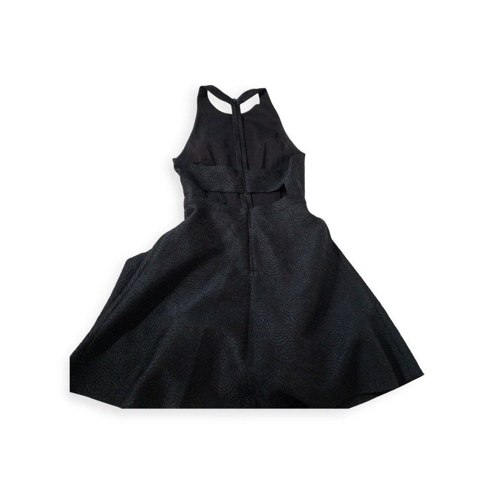Alice + Olivia Danie Open Back Dress Black Textured Cocktail Dress SZ 4 - Picture 4 of 14